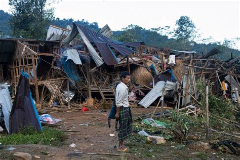 Myanmar military accused of bombing a displacement camp in a northern state, killing about 30